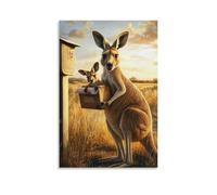 HKXXMTQMM Art Animals, portariviste con canguro che salta tra le cassette postali con Baby Joey nel sacchetto, decorazione artistica da parete, design decorativo da parete, 30 x 45 cm