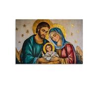 HKXXMTQMM Christian Mural- Poster decorativo da parete con il presepe con Maria e Giuseppe, 50 x 75 cm