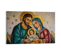 HKXXMTQMM Christian Mural- Poster decorativo da parete con Maria e Giuseppe con il presepe con Maria e Giuseppe, 20 x 30 cm