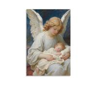 HKXXMTQMM Decorazione artistica da parete con angelo con ali che custodisce il bambino che dorme, contemporanea, 40 x 60 cm