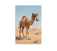 HKXXMTQMM Decorazione artistica da parete contemporanea da appendere con un cammello che cammina nel deserto, con campanella che suona - Design murale decorativo, 50 x 75 cm