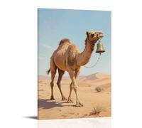 HKXXMTQMM Decorazione artistica da parete contemporanea da appendere con un cammello che cammina nel deserto, con campanella che suona - Design murale decorativo, 50 x 75 cm