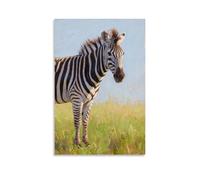 HKXXMTQMM Decorazione artistica da parete contemporanea da appendere con una zebra, sulla prateria, 20 x 30 cm