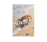 HKXXMTQMM Decorazione da parete moderna da appendere con un granchio, attraversando la spiaggia, design decorativo da parete, 60 x 90 cm
