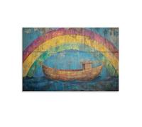 HKXXMTQMM Decorazione murale cristiana, Arca di Noè, Alleanza Divina con colori arcobaleno, decorazione murale contemporanea, 50 x 75 cm