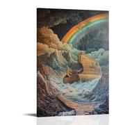 HKXXMTQMM Decorazione murale cristiana, Arca di Noè, Arca di Noè, Arco dell'Alleanza, Arco dell'Alleanza sull'alluvione, decorazione murale contemporanea, 20 x 30 cm