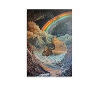 HKXXMTQMM Decorazione murale cristiana, Arca di Noè, Arca di Noè, Arco dell'Alleanza, Arco dell'Alleanza sull'alluvione, decorazione murale contemporanea, 40 x 60 cm