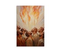 HKXXMTQMM Decorazione murale cristiana con fiamme di Pentecoste, Spirito Santo che scende sui discepoli, decorazione murale contemporanea, 40 x 60 cm