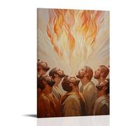HKXXMTQMM Decorazione murale cristiana con fiamme di Pentecoste, Spirito Santo che scende sui discepoli, decorazione murale contemporanea, 20 x 30 cm