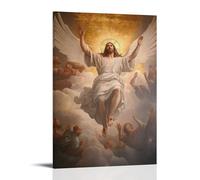 HKXXMTQMM Decorazione murale da appendere alla parete con immagine di Ascensione di Cristo che sorge nella gloria celeste, decorazione da parete, 50 x 75 cm