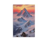 HKXXMTQMM Decorazione murale da appendere con cresta innevata all'alba che si illumina contemporaneamente, 30 x 45 cm
