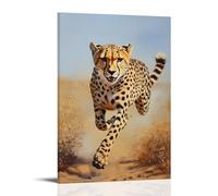HKXXMTQMM Dipinto ad olio con animali, grazioso ghepardo che spinge attraverso le pianure africane all'alba, decorazione artistica da parete, design decorativo, 40 x 60 cm