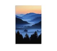 HKXXMTQMM Paesaggio - Alba nebbiosa sopra la valle alpina contemporanea da appendere - decorazione murale design 30 x 45 cm