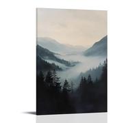 HKXXMTQMM Paesaggio - Alba nebbiosa tra le Alpi contemporanea da appendere - Design murale decorativo 50 x 75 cm