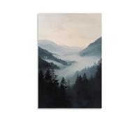 HKXXMTQMM Paesaggio - Alba nebbiosa tra le Alpi contemporanea da appendere - Design murale decorativo 50 x 75 cm