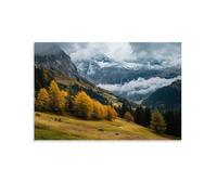 HKXXMTQMM Paesaggio - Autunno sussurri nelle Alpi Svizzere arte da parete contemporanea - Decorazione murale design 50 x 75 cm