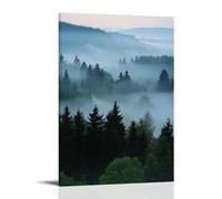 HKXXMTQMM Paesaggio - Mattina nebbiosa nella foresta bavarese contemporanea da appendere - Decorazione murale design 60 x 90 cm