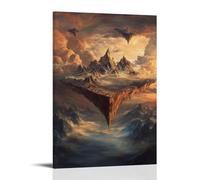HKXXMTQMM Paesaggio - Montagne galleggianti in un cielo sognante arte contemporanea da appendere - Decorazione murale design 60 x 90 cm