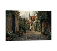 HKXXMTQMM Paesaggio - Una strada tranquilla in una vecchia città europea contemporanea da appendere - Decorazione murale design 40 x 60 cm