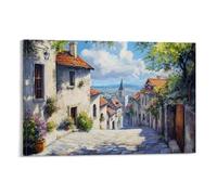 HKXXMTQMM Paesaggio - Una strada tranquilla in una vecchia città europea contemporanea da appendere - Decorazione murale design 40 x 60 cm