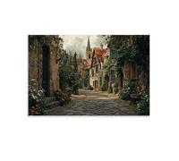 HKXXMTQMM Paesaggio - Una strada tranquilla in una vecchia città europea contemporanea da appendere - Decorazione murale design 20 x 30 cm