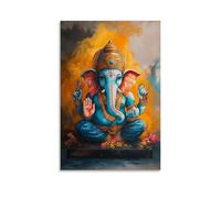 HKXXMTQMM Pittura artistica ad acquerello di Ganesha, per interni tranquilli e accoglienti, arte contemporanea da appendere alla parete, design decorativo, 60 x 90 cm