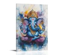 HKXXMTQMM Pittura artistica ad acquerello di Ganesha, per stanze accoglienti e consapevoli, arte contemporanea da appendere alla parete, design decorativo, 30 x 45 cm