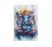 HKXXMTQMM Pittura artistica ad acquerello di Ganesha, per stanze accoglienti e consapevoli, arte contemporanea da appendere alla parete, design decorativo, 30 x 45 cm