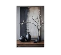 HKXXMTQMM Pittura zen in bianco e nero con vita morta per decorazione domestica minimalista contemporanea da appendere alla parete, design murale decorativo, 30 x 45 cm