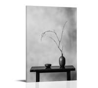 HKXXMTQMM Pittura zen in bianco e nero con vita morta per decorazione domestica minimalista contemporanea da appendere alla parete, design murale decorativo, 30 x 45 cm