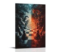 HKXXMTQMM Poster a scacchi, Dark Vs Light, The Eternal Duel, decorazione artistica da parete, design contemporaneo, 50 x 75 cm