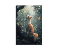 HKXXMTQMM Poster da appendere alla parete con animali domestici magici, foresta incantata, racconti pelosi, contemporaneo, decorazione murale, 50 x 75 cm