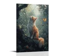 HKXXMTQMM Poster da appendere alla parete con animali domestici magici, foresta incantata, racconti pelosi, contemporaneo, decorazione murale, 50 x 75 cm