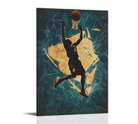 HKXXMTQMM Poster del basket - Il salto della sfida - Silhouette astratta schiacciata contro la tempesta geometrica arte da appendere alla parete - Design decorativo murale 30 x 45 cm