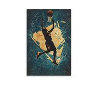 HKXXMTQMM Poster del basket - Il salto della sfida - Silhouette astratta schiacciata contro la tempesta geometrica contemporanea, decorazione murale da appendere, 60 x 90 cm