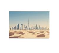 HKXXMTQMM Poster della città di Dubai dove gli skylines futuristici incontrano le sabbie del deserto, arte contemporanea da appendere alla parete, design decorativo, 30 x 45 cm