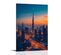 HKXXMTQMM Poster della città di Dubai - Panorama futuristico dei sogni nel deserto, arte contemporanea da appendere, decorazione murale, 40 x 60 cm