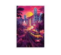 HKXXMTQMM Poster della città di Hong Kong, la vibrante perla dell'Oriente, arte contemporanea da appendere alla parete, design decorativo, 50 x 75 cm