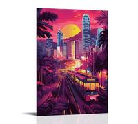 HKXXMTQMM Poster della città di Hong Kong, la vibrante perla dell'Oriente, arte contemporanea da appendere alla parete, design decorativo, 50 x 75 cm