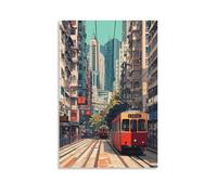 HKXXMTQMM Poster della città - Hong Kong Vibes - East Meets West in color contemporanea decorazione murale - Decorazione murale 50 x 75 cm