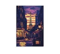 HKXXMTQMM Poster della città - Parigi - La città eterna dell'amore e delle luci arte contemporanea da appendere - Decorazione murale design 50 x 75 cm