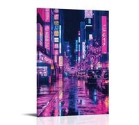 HKXXMTQMM Poster della città - Tokyo Neon Dreams - Where Tradition Meets Futurism Contemporary Hanging Wall Art - Decorazione murale 50 x 75 cm
