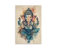 HKXXMTQMM Stampa artistica ad acquerello di Ganesha, per spazi abitativi tranquilli e zen, arte contemporanea da appendere, decorazione murale, 40 x 60 cm