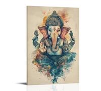 HKXXMTQMM Stampa artistica ad acquerello di Ganesha, per spazi abitativi tranquilli e zen, decorazione da parete, design moderno, 50 x 75 cm