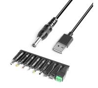 HKY Cavo di Alimentazione da USB a DC 5V per JBL Charge 1 2 3, Flip 2 3 4, TV Box, Philips Hue Hub, Powerbanks,Router, LED,Musicman Cavo di Ricarica Universale DC 5,5x2,1mm con 9 Connettori Adattatori