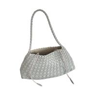 HKYBCF Borsa Intrecciata Borsa da donna in PU intrecciata a mano, borsa a secchiello a forma di barca a vela con cesto verdure, a tracolla casual vacanza per Donne(Light gray)