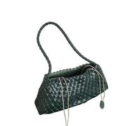 HKYBCF Borsa Intrecciata Borsa da donna in PU intrecciata a mano, borsa a secchiello a forma di barca a vela con cesto verdure, a tracolla casual vacanza per Donne(Emerald)