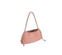 HKYBCF Borsa Intrecciata Borsa da donna in PU intrecciata a mano, borsa a secchiello a forma di barca a vela con cesto verdure, a tracolla casual vacanza per Donne(Pink)