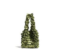 HKYBCF Borsa Polso Nodo Borsa portaoggetti pieghettata, bolla di espansione, elastico Paddy, mini borse elastiche flessibili for la spesa grande capacità(Yellow green)