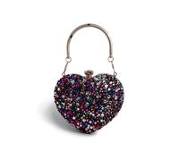 HKYBCF Borse con strass Borsa a tracolla con manico in strass, da sera, for festa di nozze, a forma cuore, intarsi diamanti e cristalli(Color 8)